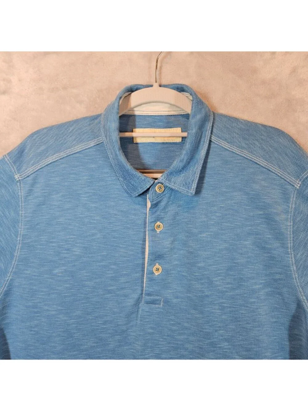 Tommy Bahama Mens Blue Polo Shirt Large Cotton Blend career golf athleisure logo